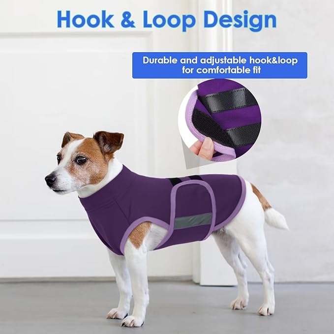 MIGOHI Dog Anxiety Relief Coat,Comfort Anxiety Vest for Dogs,Adjustable Dog Anxiety Calming Wrap for Fireworks,Thunderstorms,Travel,Separation,Anxiety Jacket for Small Dogs,S,Purple