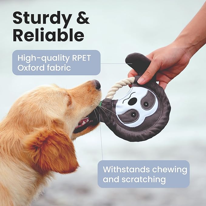 PAWSPIK Flying Disc Tug-of-War Toy, Eco-Friendly Recycled Material, Squeaker Toy for Medium and Large Dogs, for Throwing & Fetching 8.5" Diameter (Adventurous Ape)