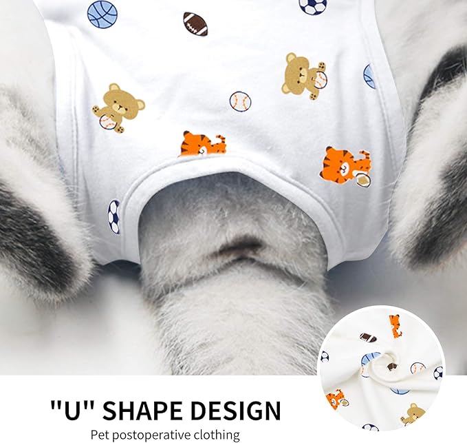 Cat Professional Surgical Recovery Suit,E-Collar Alternative for Cats Dogs,After Surgery Wear, Pajama Suit,Home Indoor Pets Clothing Football S