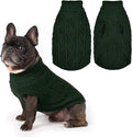 PUPTECK Dog Sweater, Turtleneck Warm Knitted Pullover Coat, Thick Cable Knitwear Clothes in Winter, Pet Apparel Outfits for Small Medium Dogs, for Cold Weather Indoor & Outdoor, Deep Green SM