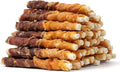 MON2SUN Dog Treats 5 Inch Double Flavor Chicken & Duck Wrapped Rawhide Sticks, Teeth Cleaning for Small Dogs, 21.16 oz (40 Count)