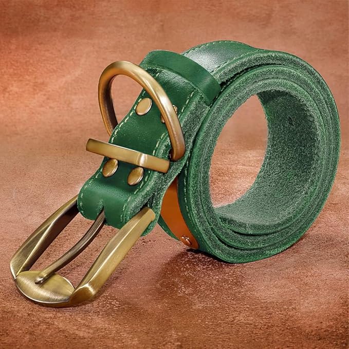 Didog Genuine Leather Dog Collars with Engraved Nameplate, Personalized Soft Leather Dog Collar with Custom ID Tag, Brown/Green/Red for Small Dogs (M,Green)