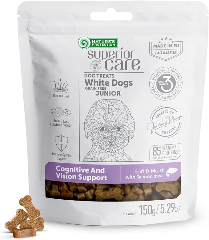 Nature's Protection Training Puppy Treats - Healthy, Grain Free Dog Treats for Small, Medium & Large Breed Dogs with Light Fur (Superior Care - Salmon, 5.29 oz)