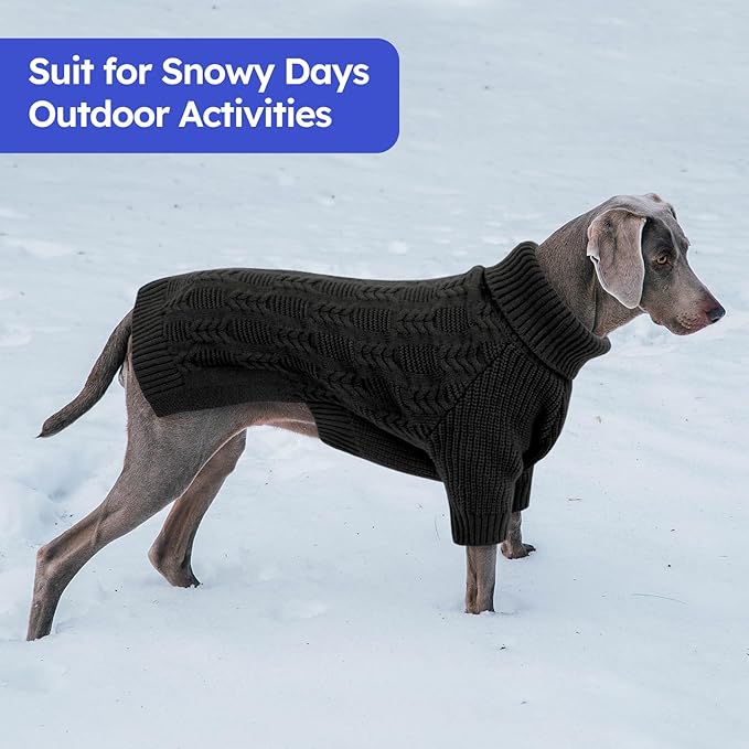ASENKU XXL Dog Sweaters for Large Dogs Girls Boys, Doberman Sweater for Female Male, Winter Turtleneck Long Sleeve Pet Christmas Sweater for Pitbull Golden Labrador (Grey, 2XL)