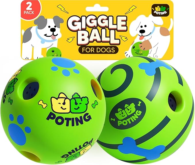 Giggle Ball for Dogs 2 Pack,Interactive Dog Toys,Funny Giggle Sound Toy Ball,Rolling Squeaky Toy for Large Medium Small Dogs,Fun Giggle Sounds Attract Attention When Rolled or Shaken-3.94 inch