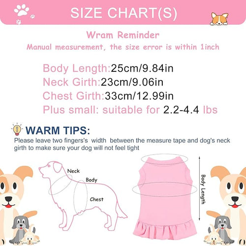 6 Pieces Dog Dresses Shirt Skirt Sleeveless Dress Breathable Pet Shirts with Ruffles Puppy Sundress Outfits for Dogs and Cats (S Size)