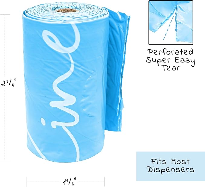 Wooflinen 100% Compostable Dog Poop Bags - EN13432 Home Compost Certified Dog Waste Bags, 120 Count (8 Rolls) - Easy Open - Large and Thick