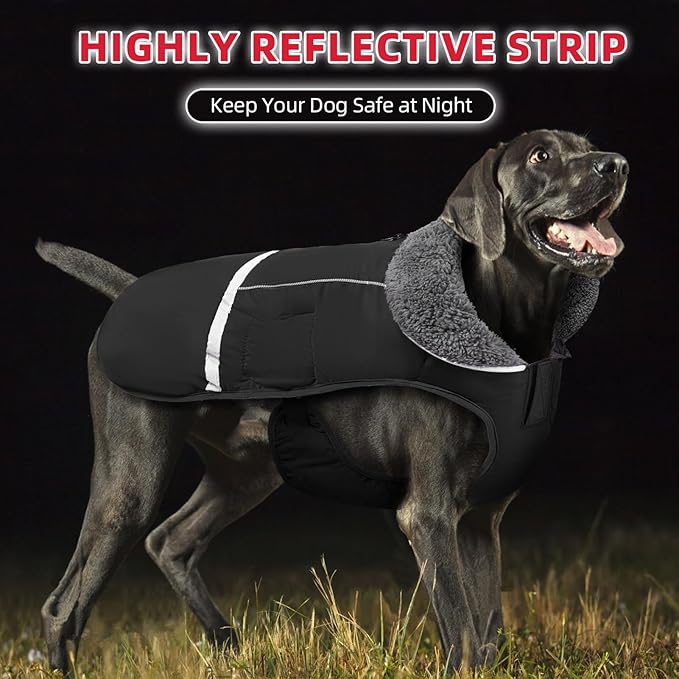 Doglay Dog Coat, Waterproof Dog Jacket Pet Winter Coat for Cold Weather with Thicken Furry Collar, Reflective Puppy Winter Jacket Warm Fleece Lining for Small Medium Large Pets