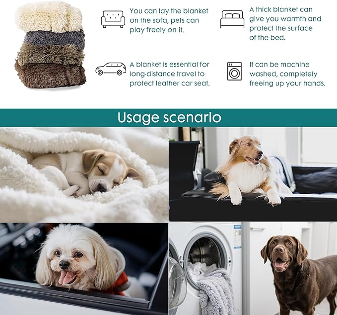 gogobunny Waterproof Dog Blanket for Large Dogs, Cats, Puppy, Reversible Faux Fur Pet Throw Blanket, Washable,Calming Furniture Protection for Sofa Bed (33x77 Inch (Pack of 1), Black)