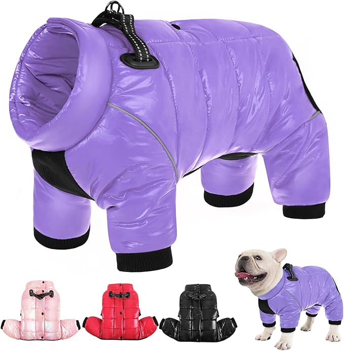 AOFITEE Dog Coat, Waterproof Dog Winter Jacket, Warm Fullbody Dogs Snowsuit, Winter Coat for Small Dogs, Zip Up Pet Puffer Jacket Fleece Vest, Outdoor Reflective Cold Weather Pet Coats, L