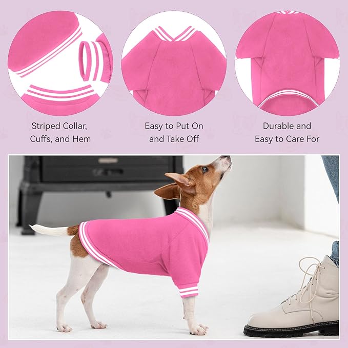 Dog Sweaters for Large Dogs, Brushed Fleece Dog Sweater Baseball Jacket Large Pet Sweater Clothes Soft Warm Boy Girl Pet(Pink-XL)