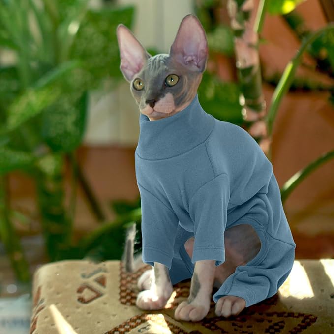 ROZKITCH Cat Shirts for Cats Only, Breathable Soft Jumpers for Sphynx Only, Coat with Four Legs, Warm Sweater T-Shirt Pajamas Jumpsuit Vest Cornish Rex, Devon Rex, Peterbald Grey XL