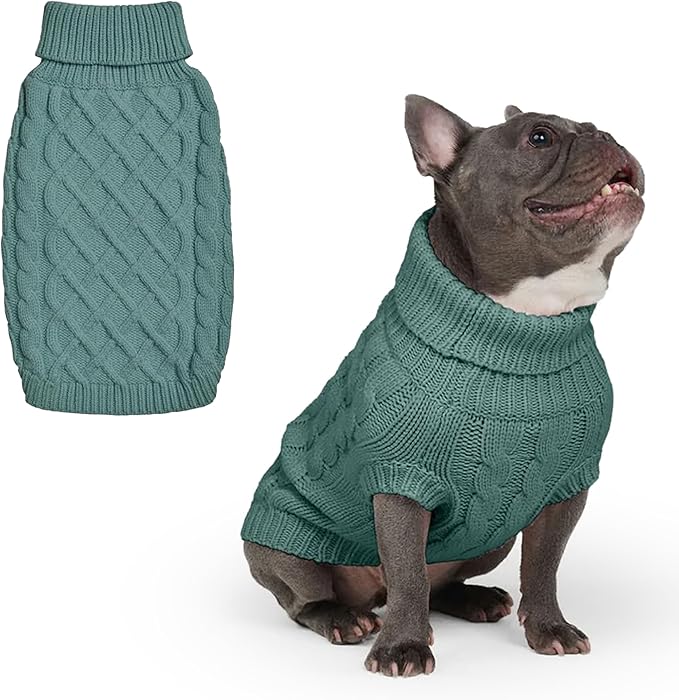 Spark Paws Knit Dog Sweater – Ultra Soft Warm Winter Dog Sweater for Small, Medium & Large Dogs – Stretch Fit Pet Sweater for French Bulldog, Pitbull, Girl & Boy Dogs Jacket, (Pine Green, XL)