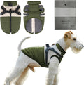 Dog Winter Coat for Small & Medium Dogs (Up to 31lb), Waterproof Dog Coat with Harness, Puppies Windproof Puppy Puffer Jacket, Snowsuit for Dachshund,Frenchie, Corgi (Classic Green, Medium)