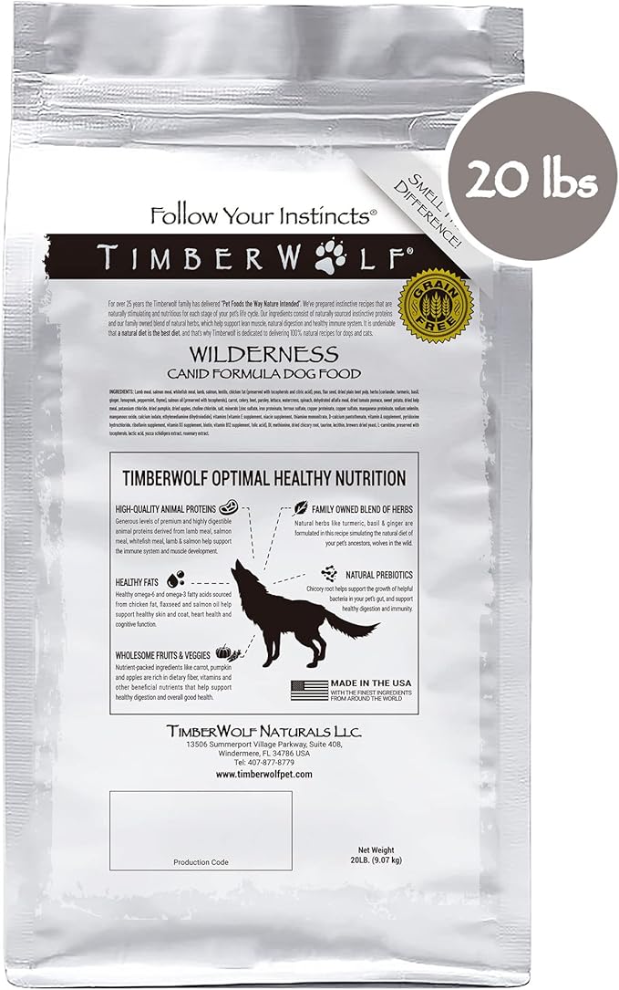 Timberwolf Wilderness Lamb Recipe Dry Dog Food 20lb