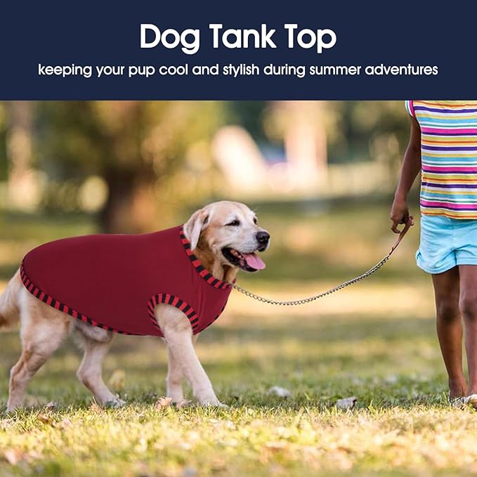 IECOii 2 Pack Dog Shirt for Large Dogs | Pullover T-Shirts, Sun Protection in Outdoor, Sleeveless Tank Top for Large Breeds, Coffee+DarkRed, 3XL
