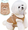 Jecikelon Bowtie Dog Cold Weather Coat Fleece Lining Warm Pet Puppy Turtleneck Dogs Winter Clothes for Small Dogs with D-Ring (Khaki, X-Large)