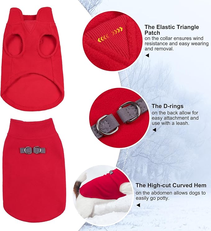 BEAUTYZOO Dog Fleece Vest Sweater Winter Jacket for Small and Medium Dogs with D-Ring Leash Cold Weather Coat Hoodie for XS S M Dogs Boy or Girls