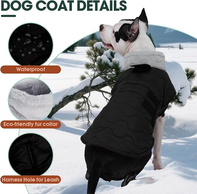 Kuoser XL Heavy Duty Dog Coat | -15°C Windproof Jacket for Husky - Anti-Chafe Fleece Neck