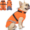 QBLEEV Small Dog Coat, Dog Jackets for Small Dogs, Winter Warm Waterproof Chihuahua Cold Weather Vest with Harness, Windproof Puppy Yorkie Reflective Fleece Dogs Snowsuit for Maltese, Orange, S