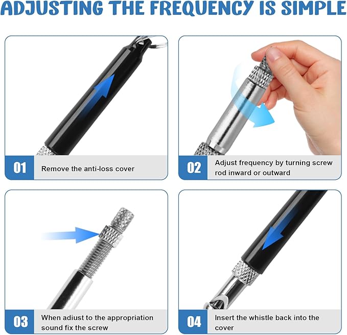 Dog Whistle, 2Pcs Dog Whistle to Stop Barking Neighbors Dog - Adjustable Ultrasonic to Stop Barking and Recall Training with Lanyard (Black and White)