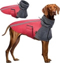 SlowTon Winter Dog Coat, Warm Polar Fleece Lining Doggie Outdoor Jacket with Turtleneck Scarf Reflective Stripe Adjustable Waterproof Windproof Puppy Vest Soft Pet Outfits (XXL,Red)