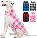 Kuoser Dog Winter Coat, Windproof Dog Fleece Jacket British Style Plaid Cold Weather Doggie Vest Coats, Reversible Cozy Warm Pet Clothes Apparel for Large Size Dogs L