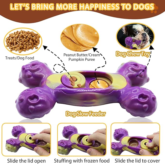 Magicorange Dog Chew Toys for Aggressive Chewers, 1 Pack Indestructible Toy for Medium/Large Breed, Nylon Dog Toys to Keep Them Busy,Bacon Flavor (Purple)