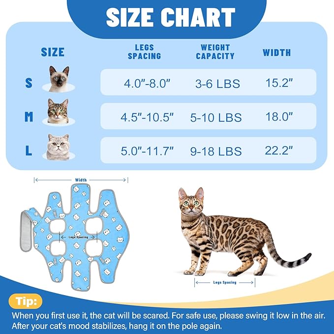 Supet Cat Grooming Hammock, Soft Fabric Nail Clipper Hammock, Self-Adhesive Wrap for Cutting Nails, Quickly Calm Down for Medicine, Teeth Brushing, Ear Cleaning