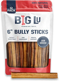 Big Lu - 6” Regular Bully Sticks, 12 Count, 100% Grass-Fed Beef Chews, Fully Digestible, Long-Lasting Treats for Aggressive Chewers, Natural Single-Ingredient Chews for All Dog Breeds