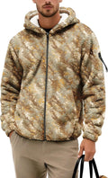 Men's Camouflage Hunting Fleece Lined Hoodie Camo Jackets Zip Up Long Sleeve Casual Winter Coats Hood Outerwear