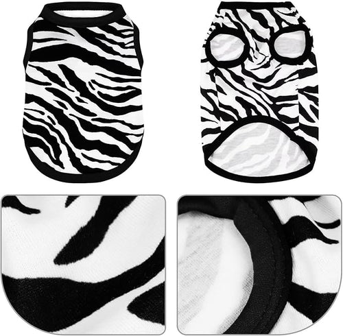 Adorable Zebra Print Dog Shirts – Lightweight, Cozy Outfit for Small to Medium Dogs, Soft & Snuggly Pet Wear for Everyday Comfort and Cuteness.Black M