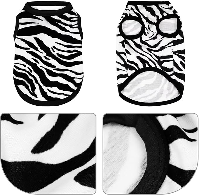 Adorable Zebra Print Dog Shirts – Lightweight, Cozy Outfit for Small to Medium Dogs, Soft & Snuggly Pet Wear for Everyday Comfort and Cuteness.Black XL