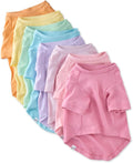 Toby II - The Perfect Tee, 8 Pack Short Sleeve Pet T-Shirt 100% Organic Cotton Tees Clothes for Small, Medium, Large Dogs, Rainbow Pink, Medium