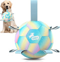 QDAN Dog Balls: Dog Soccer Ball with Straps, Herding Ball for Dogs, Outdoor Toys Interactive Toys for Large Dogs, Pet Birthday Gifts,Gradient Blue (8 Inch)