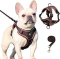 SOLMOONY Small Dog Harness,Soft Mesh Puppy Harness and Leash Set,No Escape Cat Harnesses for Training Walking,Reflective Adjustable Puppy Vest for Small Medium Dogs, Cats (Brown, L)