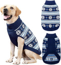 KOOLTAIL Cable Knit Dog Sweater Turtleneck, Cold Weather Pullover Classic Knitwear, Snowflake Pattern Thick Warm Winter Pet Clothes, Dog Christmas Sweater for Small Medium Large Dogs Cats,Navy Blue ML