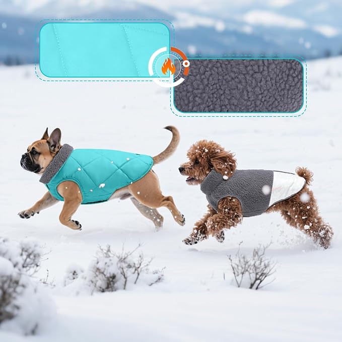EMUST Dog Feece Jacket, Soft Dog Vest Warm Cold Weather Coats for Small Medium Dogs Boy or Girl for Fall Winter, Grey, L