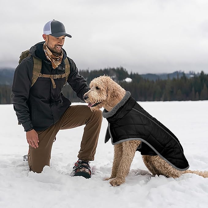 Fragralley Dog Coat Small, Waterproof Dog Jacket with Warm Fleece Lining, Adjustable Reflective Dogs Winter Coat, Turtleneck Pet Coats for Cold Weather (Black S)