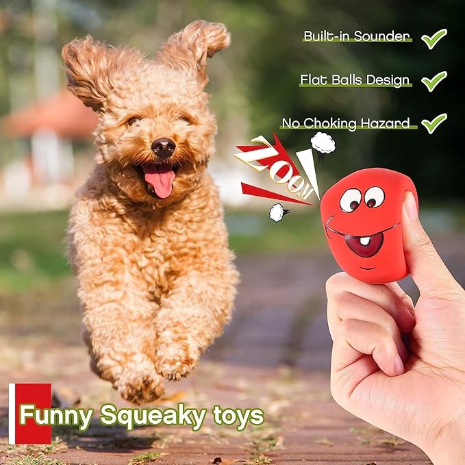 Squeaky Dog Toys Latex Rubber Soft Dog Squeaky Toys Squeaky Chewing Teething Fetching Dog Balls Puppy Toys Gifts for Pets Medium Small Dogs Cat 6Pcs/Set