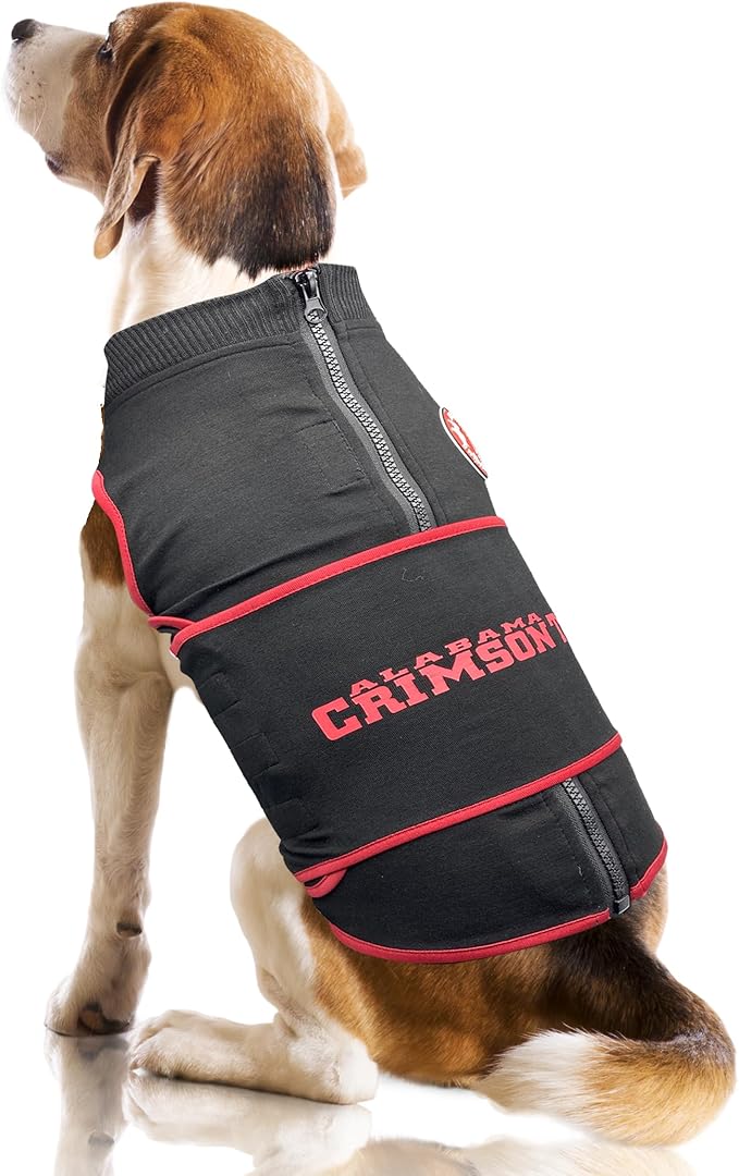 NCAA Alabama Crimson Tide Dog Anxiety Calming Shirt Soothing Vest, Dogs/Cats with Anxiety, Fears, Fireworks, Loud Noises, Dark, Lonely Keeps Dogs Calm & Feeling Safe, Relaxing Jacket, Medium