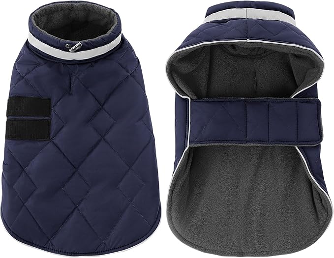 Dog Winter Coat Warm Padded Puppy Jacket Windproof Water Resistant Clothes for Small Medium Large Pets Christmas Sweater Outfit Vest(DarkBlue, M)