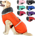 QBLEEV Warm Dog Coat Reflective Dog Jacket, Waterproof Dog Winter Coat Turtleneck Dog Clothes for Cold Weather, Thick Fleece Dog Snowsuit Christmas Dog Vest Pet Apparel for Small Medium Large Dogs M