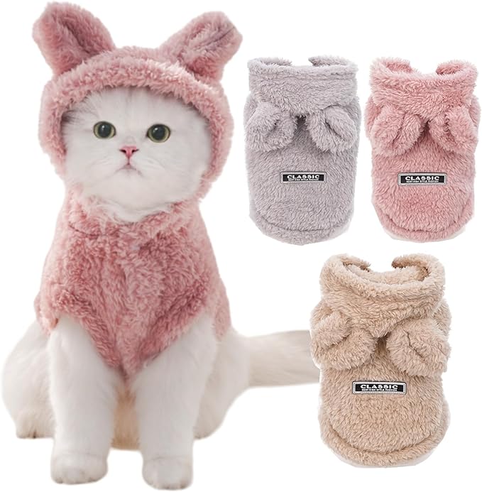 Cat Bunny Ears Costume Cute Dog Kitten Hoodies Sweater Rabbit Ears Puppy Pet Apparel (XXX-Large,Pink)