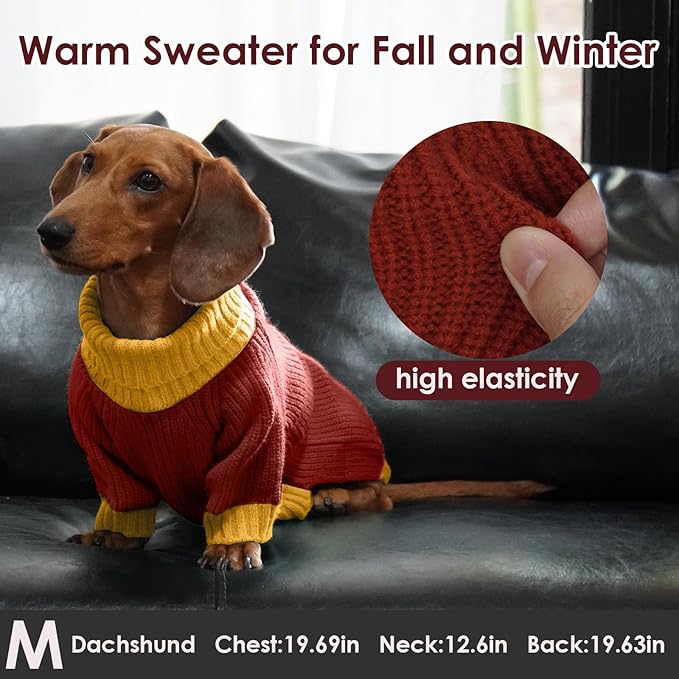 Dog Sweater XL, Turtleneck Sweaters for Large Dogs Girl Boy, Thermal Knit Sweatshirt with Leash Hole Easy Walking, Warm Big Dog Christmas Clothes for Beagle, Cocker Spaniel, Burgundy XL