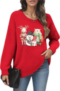 Women's Red Christmas Sweater - Festive Cartoon Patterns, Cozy Knit for Holiday Parties & Gatherings