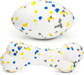 2Pcs Bone Dog Balls+Rugby Dog Toys for Aggressive Chewers, Indestructible Tennis Balls for Dogs (Bone+Rugby)