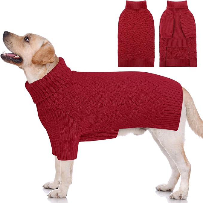 KOESON XXL Dog Sweater for Large Dogs, Extra Large Dog Christmas Sweater, Thick Warm Xmas Sweaters for Big Dogs, Pet Winter Apparel for Labrador, Golden Retriever, Doberman, Pitbull, Red, XXLarge