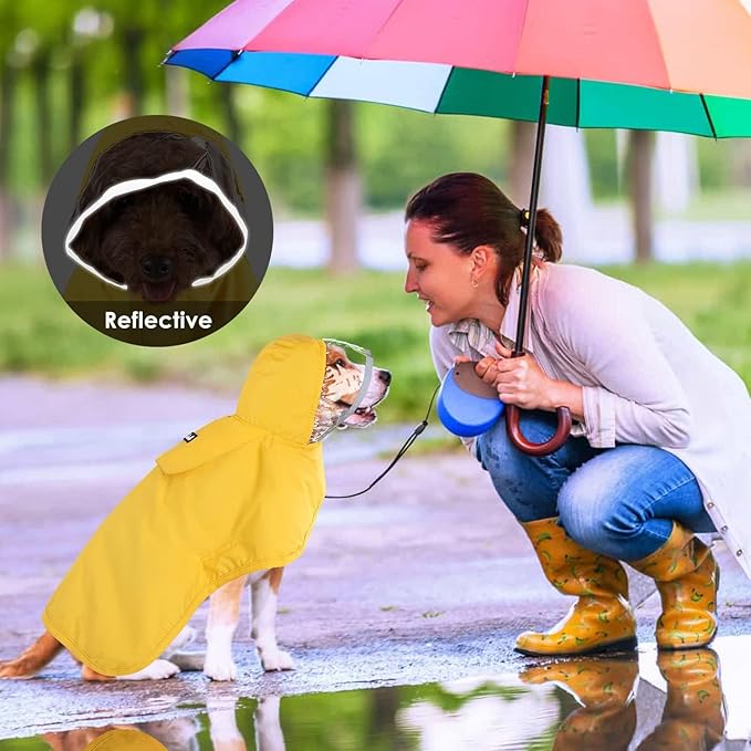 Lukovee Dog Raincoat, Adjustable Dog Rain Jacket with Clear Hooded Double Layer for Large Medium Small Dogs Puppies, Waterproof Rain Coat Poncho with Reflective Storage Pocket & Rim (Y,XXXL)