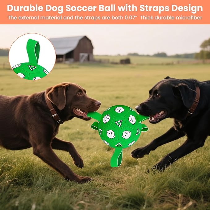 Dog Soccer Ball with Tabs, Durable Dog Soccer Ball, Puppy Water Toys Outdoor, Birthday Toys for Small & Medium Dogs, 6 Inch